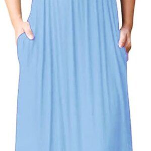Women's Summer Maxi Dress Rayon Spandex High Waist Pockets Casual
